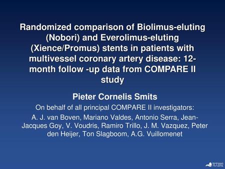 On behalf of all principal COMPARE II investigators: