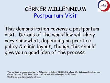 CERNER MILLENNIUM Postpartum Visit