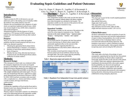 Evaluating Sepsis Guidelines and Patient Outcomes