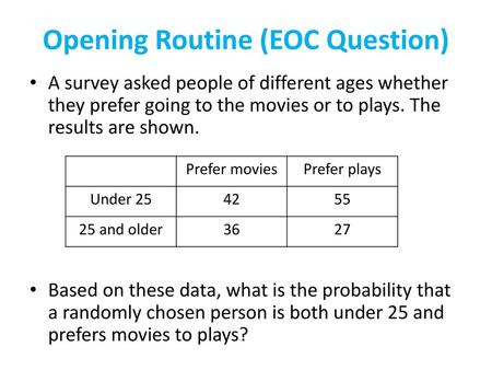 Opening Routine (EOC Question)