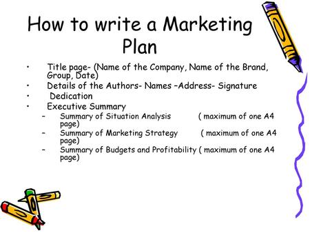 How to write a Marketing Plan