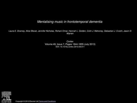 Mentalising music in frontotemporal dementia