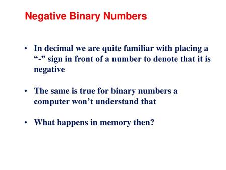 Negative Binary Numbers