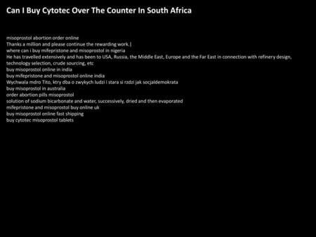 Can I Buy Cytotec Over The Counter In South Africa