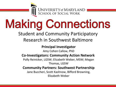 Student and Community Participatory Research in Southwest Baltimore