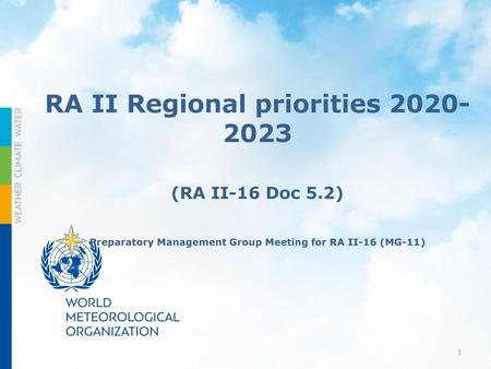 RA II Regional priorities