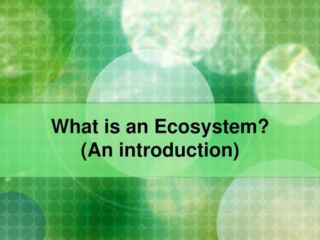 What is an Ecosystem? (An introduction)