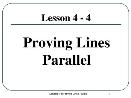 Proving Lines Parallel