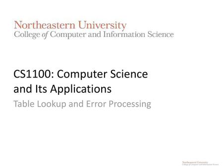 CS1100: Computer Science and Its Applications