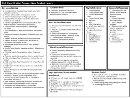 Risk Identification Canvas – New Product Launch