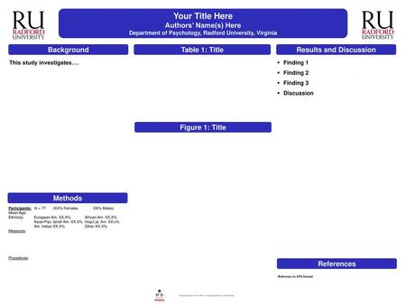 Your Title Here Authors’ Name(s) Here Background Table 1: Title