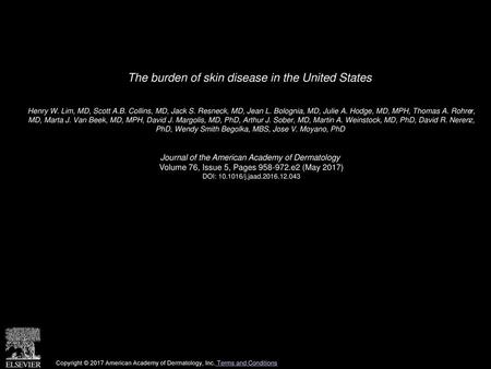 The burden of skin disease in the United States