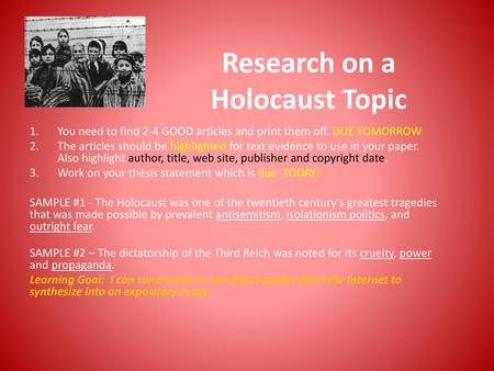 Research on a Holocaust Topic