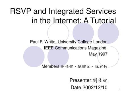 RSVP and Integrated Services in the Internet: A Tutorial