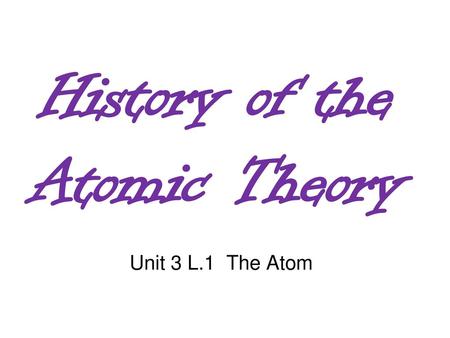 History of the Atomic Theory