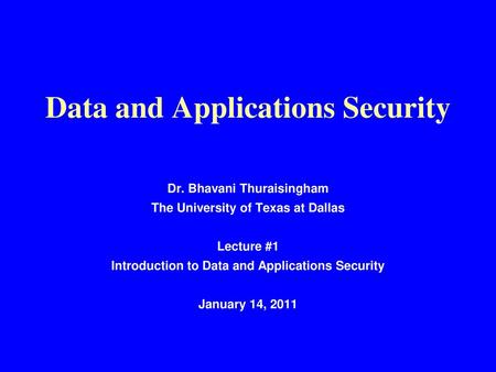 Data and Applications Security