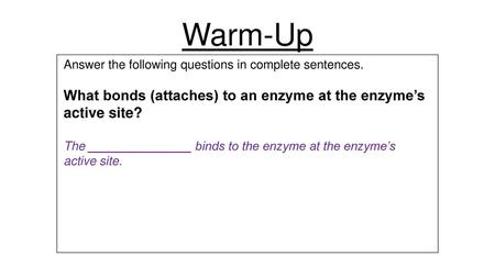 Warm-Up Answer the following questions in complete sentences.