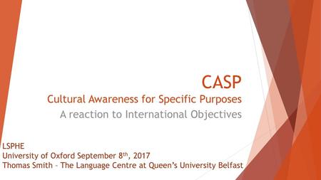 CASP Cultural Awareness for Specific Purposes