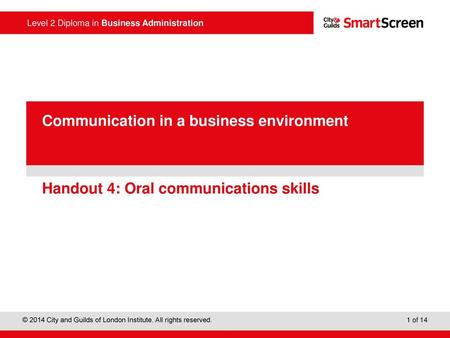 Handout 4: Oral communications skills