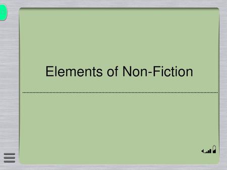 Elements of Non-Fiction