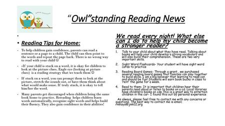 e “Owl”standing Reading News