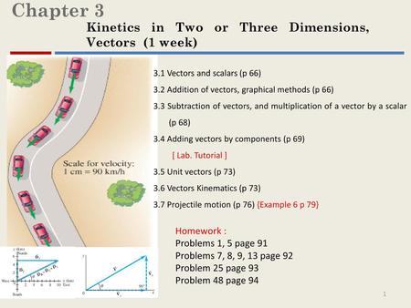 Chapter 3 Kinetics in Two or Three Dimensions, Vectors (1 week)