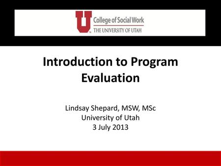 Introduction to Program Evaluation