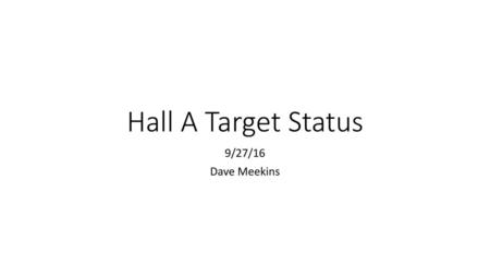 Hall A Target Status 9/27/16 Dave Meekins.