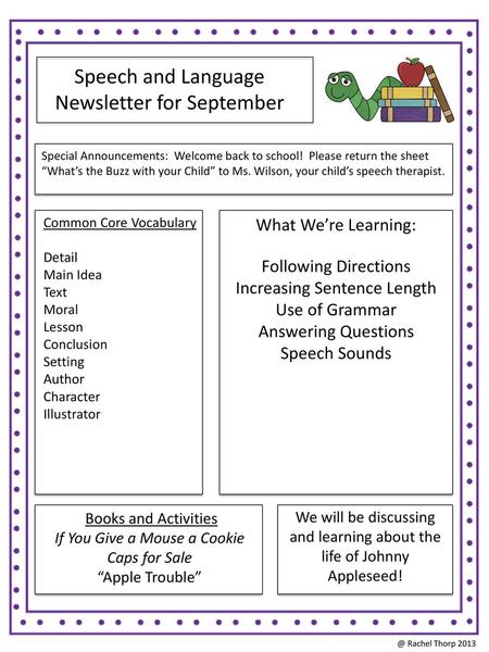 Speech and Language Newsletter for September