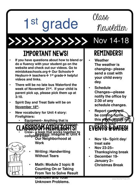 1st grade Nov 14-18 If you have questions about how to blend or do a fluency with your student go on the website and check out our videos. Go to minidokaschools.org