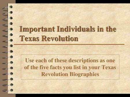 Important Individuals in the Texas Revolution