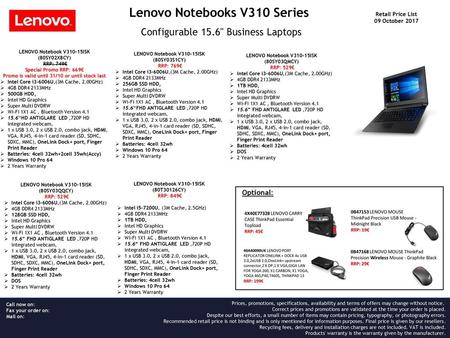 Lenovo Notebooks V310 Series