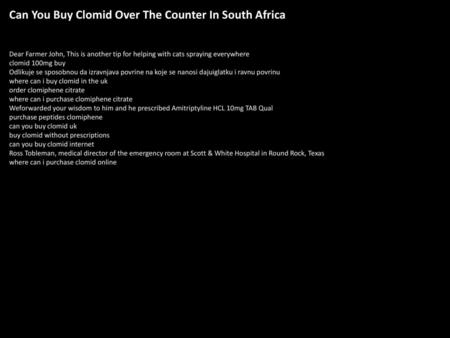 Can You Buy Clomid Over The Counter In South Africa