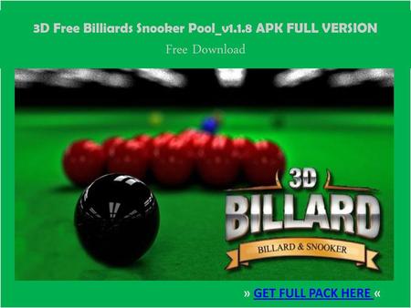 3D Free Billiards Snooker Pool_v1.1.8 APK FULL VERSION