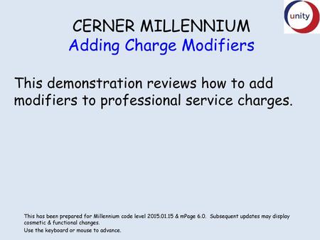 CERNER MILLENNIUM Adding Charge Modifiers