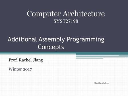 Additional Assembly Programming Concepts