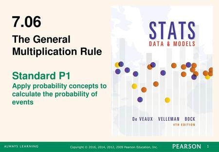 7.06 The General Multiplication Rule Standard P1 Apply probability concepts to calculate the probability of events.