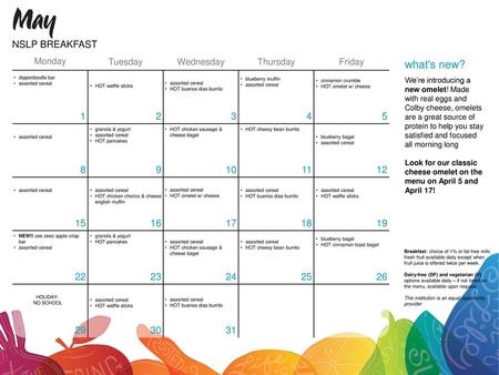 what's new? NSLP BREAKFAST
