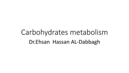 Carbohydrates metabolism