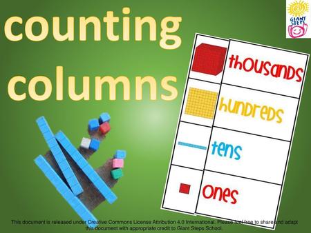 Counting columns This document is released under Creative Commons License Attribution 4.0 International. Please feel free to share and adapt this document.