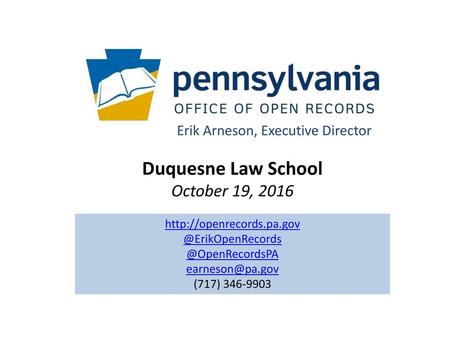 Duquesne Law School October 19, 2016