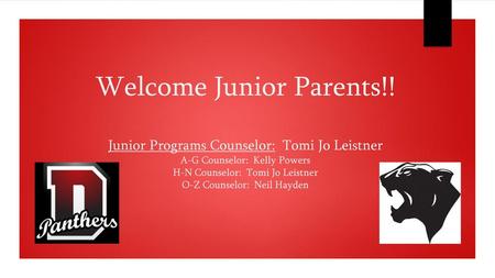 Welcome Junior Parents