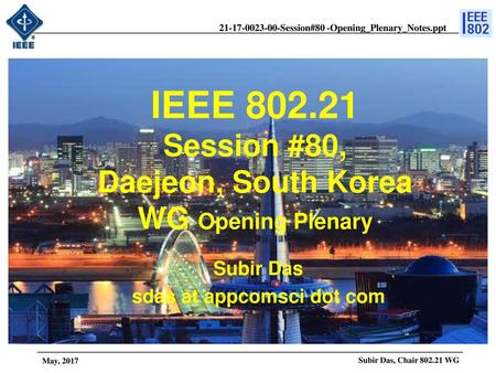 IEEE Session #80, Daejeon, South Korea WG Opening Plenary