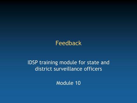 IDSP training module for state and district surveillance officers