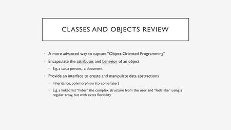 classes and objects review