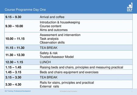 Course Programme Day One