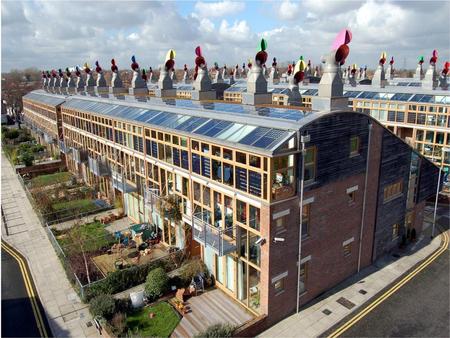 What key roof design features maximise the sustainability of the building?