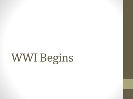 WWI Begins.