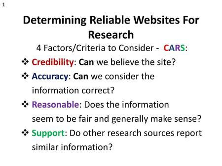 Determining Reliable Websites For Research