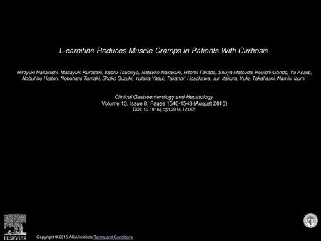 L-carnitine Reduces Muscle Cramps in Patients With Cirrhosis